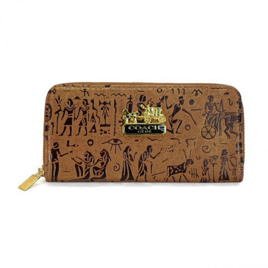 Coach Egyptian Wall Painting Large Brown Wallets EDV | Women - Click Image to Close